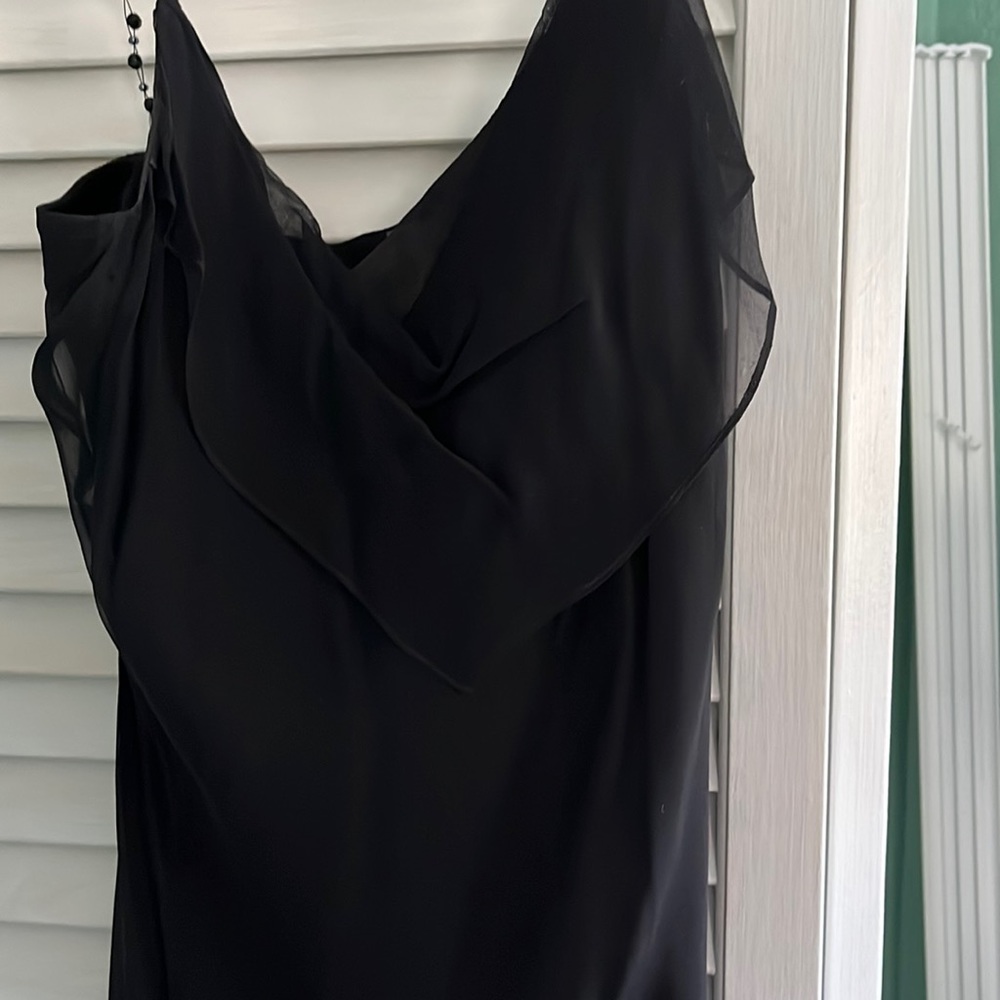 Black sexy cowl neck dress with beaded straps